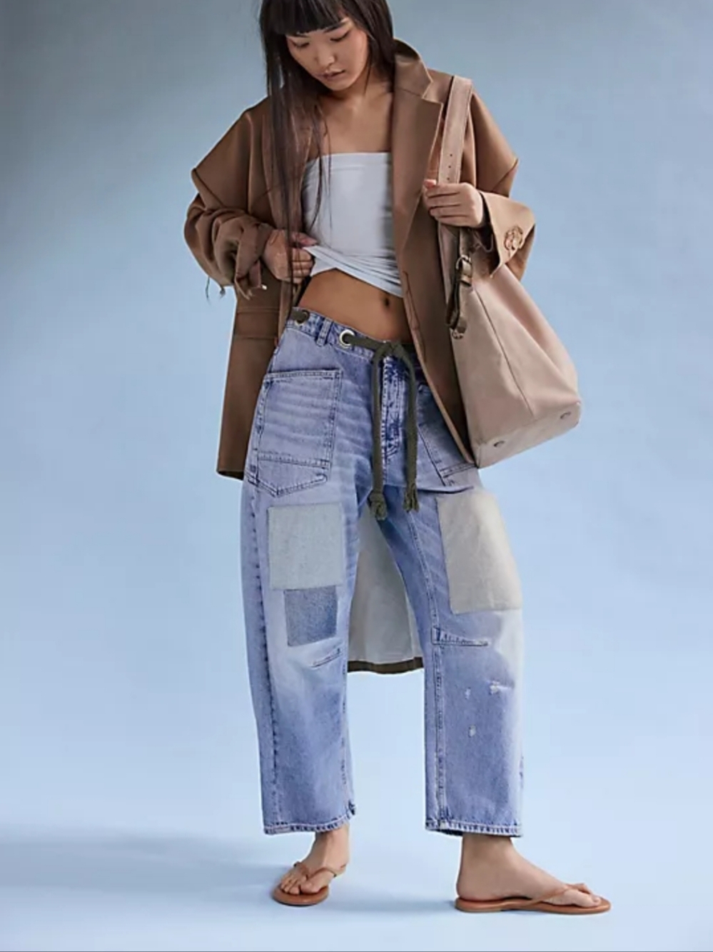 39. Free People Moxie Relaxed Patchwork Light Blue Women’s Jeans